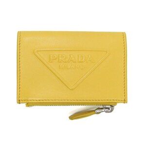 PRADA Yellow Leather Triangle Wallet